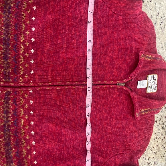 Red/Burgundy Heirloom Collection zip up cardigan sweater in medium Ramie Cotton - Picture 9 of 10